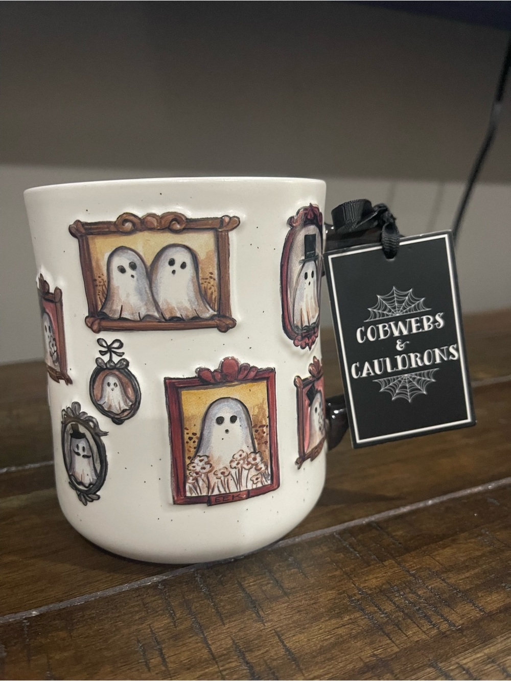 ✨Cobwebs & Cauldrons White Ghost Portrait Ceramic Coffee Mug✨